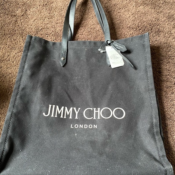 Jimmy Choo Tote Bag Canvas Blk Plain Bag - Picture 2 of 7